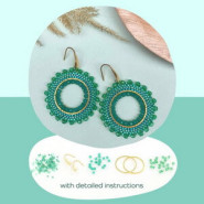 DIY kit round earrings - Green - gold